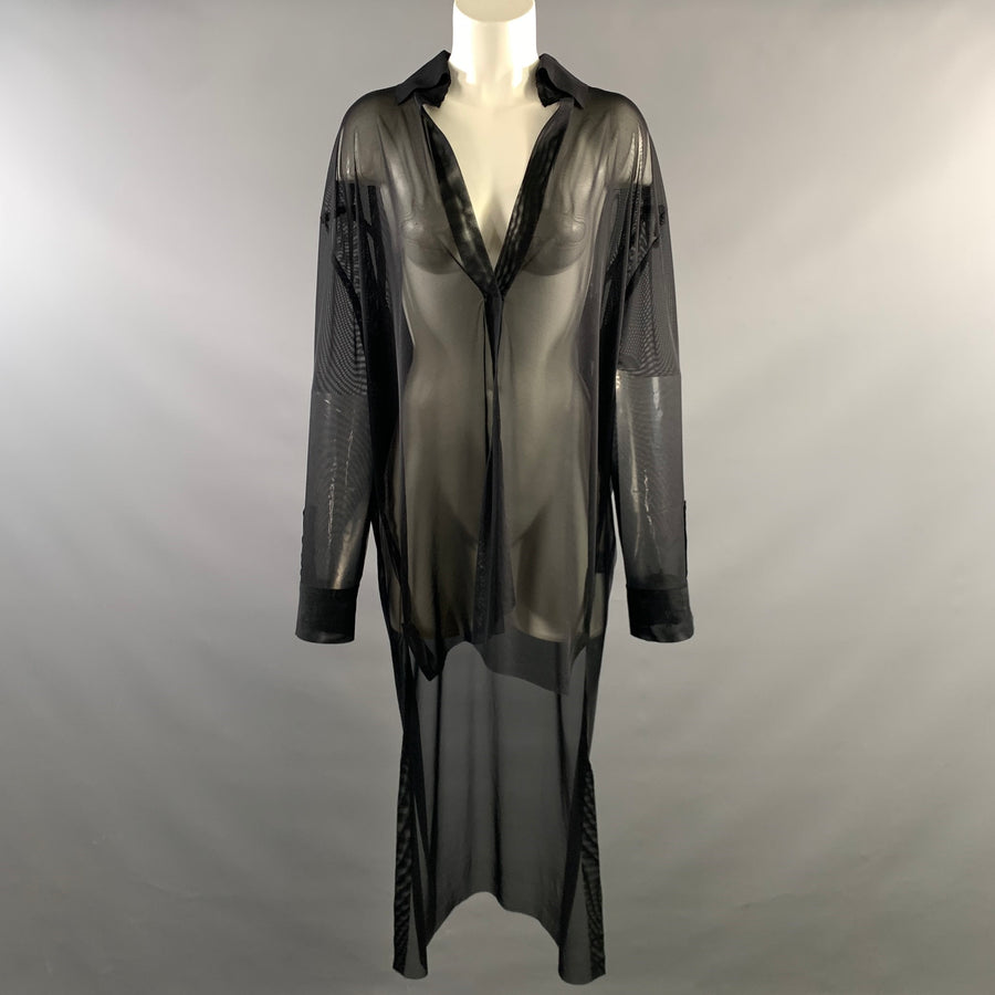 NORMA KAMALI Size S Black Nylon &  Spandex See Through Tunic Shirt