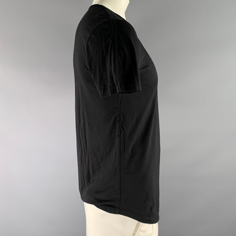 HELMUT LANG Size L Black White Graphic Cotton Modal See Through T shirt