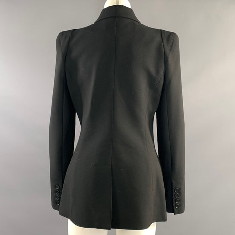 SMYTHE Size 12 Black Polyester Blend Peak Lapel Jacket