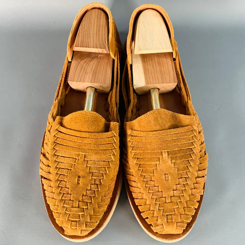 STEVE MADDEN Size 13 Camel Suede Woven Sandals