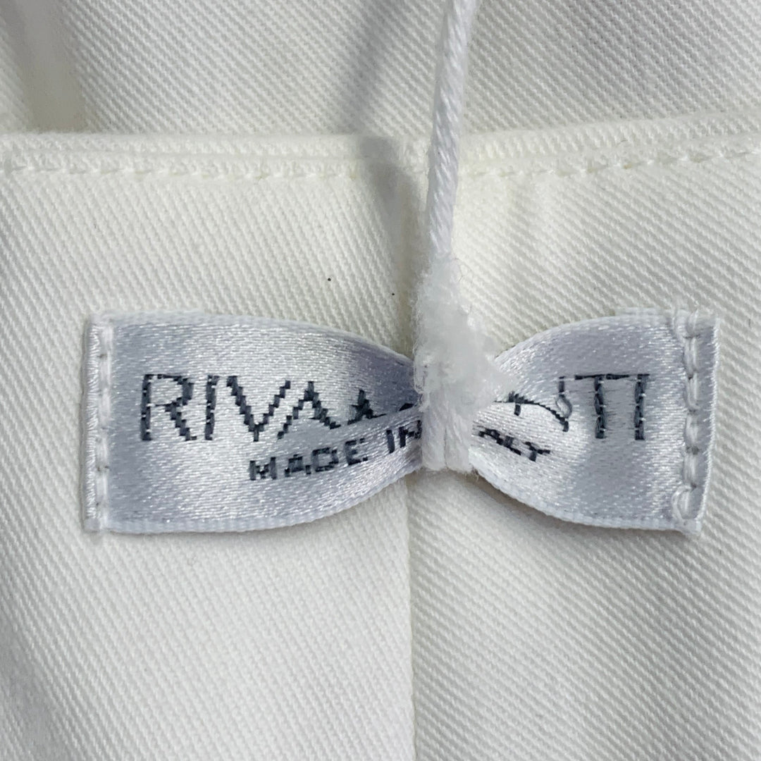 RIVAMONTI Size 4 White Cotton Blend Narrow Leg Dress Pants