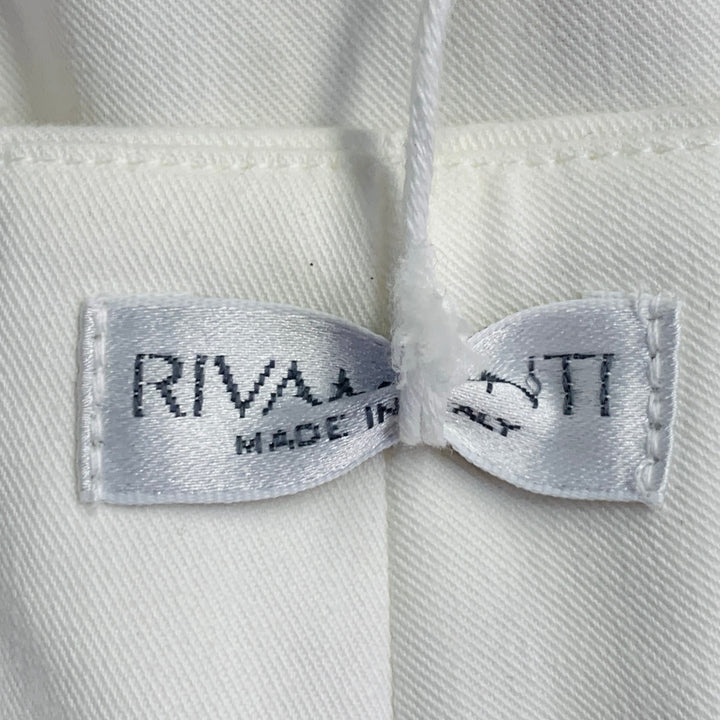 RIVAMONTI Size 4 White Cotton Blend Narrow Leg Dress Pants