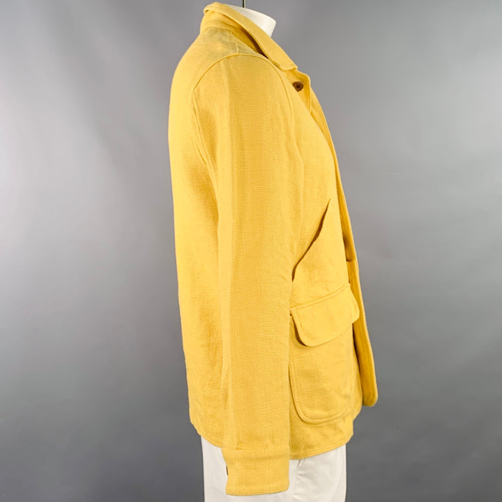 EN PASSANTSize 42 Yellow Linen Button Up Jacket