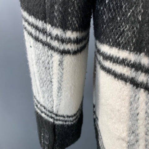 Manteau croisé ALLSAINTS taille 38 en mélange de laine carreaux noir blanc gris