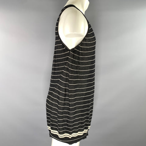 HAIDER ACKERMANN Size M Black White Stripe Cashmere Cotton Tank Top