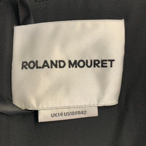 ROLAND MOURET SS24 Size 10 Monochrome Black White Polyester Blend Color Block Long Sleeve Midi Dress