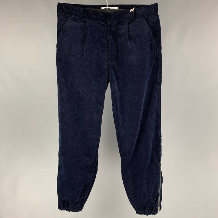 GIVENCHY Size 32 Navy Blue Relaxed Corduroy Combat Trousers