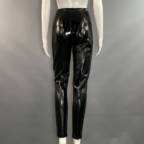 MUGLER Size 0 Black Polyester Blend Lines Skinny Leggings