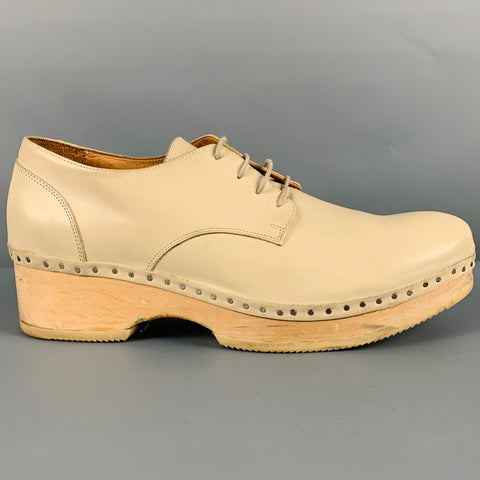 MAISON MARGIELA Size 10 Beige Leather Clog Lace Up Shoes