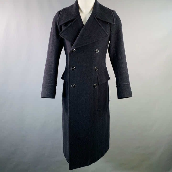 DRIES VAN NOTEN Size 40 Black Wool Double Breasted Overcoat