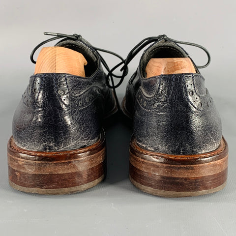 MOMA Size 9 Black Leather Perforated Wingtip Lace-Up Shoes