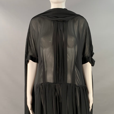 COMME des GARCONS 2022 Size M Black Sheer Polyester Short Sleeve Scarf Dress