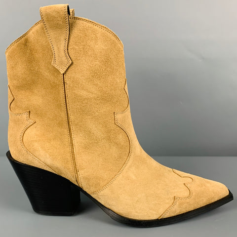 AEYDE Botas occidentales de ante beige talla 10