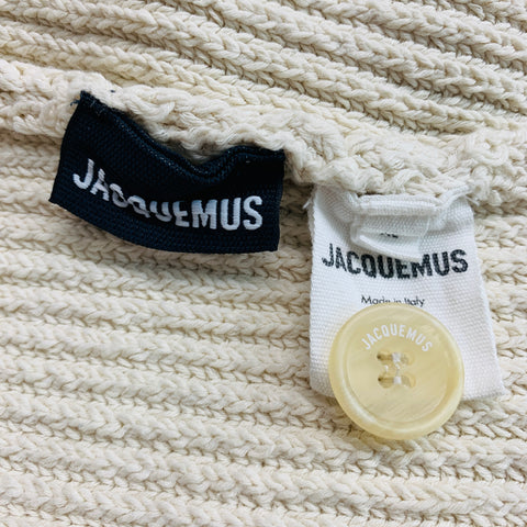 JACQUEMUS Taille XL Cardigan surdimensionné en mélange de coton côtelé jaune crème