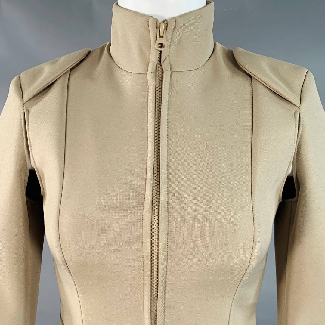 MAISON MARGIELA x H&M Size 6 Beige Polyester Blend Cutout Jacket Blazer