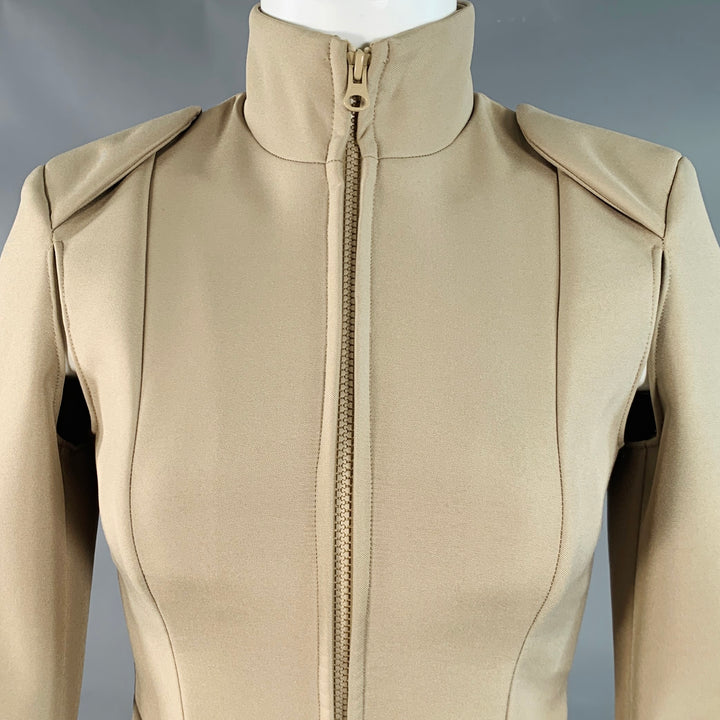 MAISON MARGIELA x H&M Size 6 Beige Polyester Blend Cutout Jacket Blazer