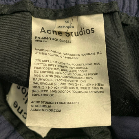 ACNE STUDIOS Size M Navy Solid Cotton Drawstring Casual Pants