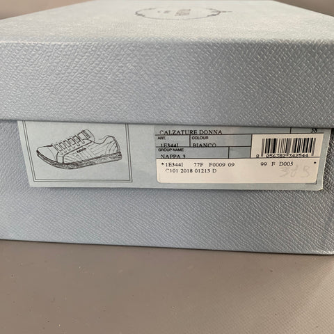 PRADA Size 8 White Leather Quilted Low Top Sneakers