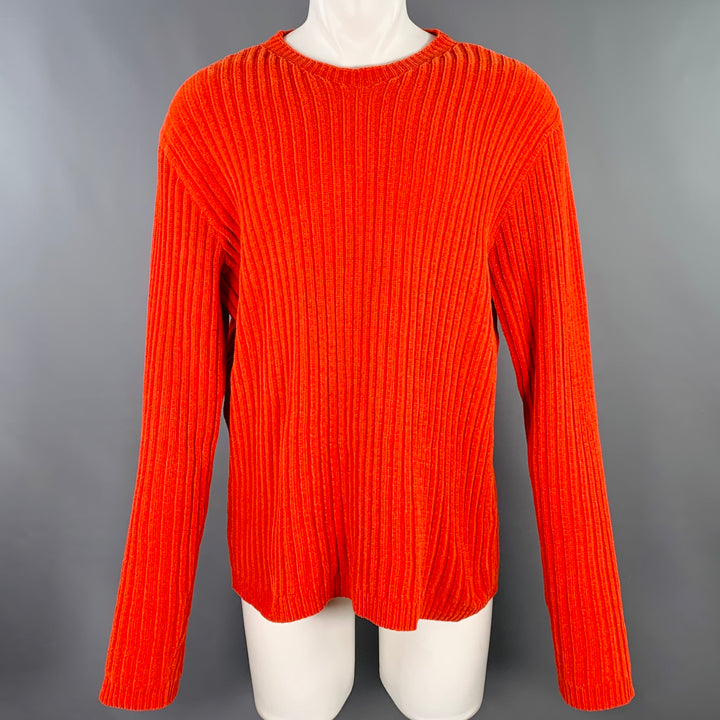 OUR LEGACY Size 40 Orange Chenille Ribbed Polyester Crew Neck Pullover