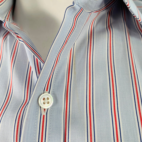 Chemise à manches longues TURNBULL & ASSER Taille L Coton Rayures Bleu Marine Rouge