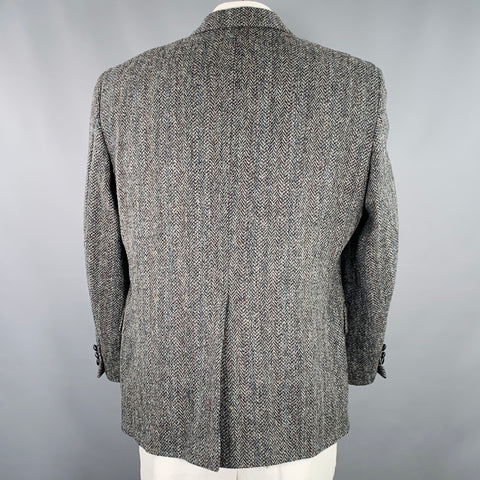 WINSTON HILL Size 46 Grey Black Herringbone Wool Notch Lapel Sport Coat