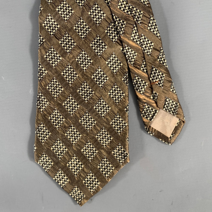 ISSEY MIYAKE Brown White Plaid Silk Tie