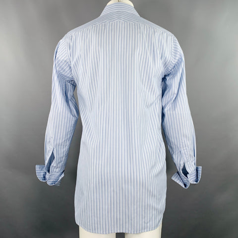 BURBERRY LONDON Size M Blue White Stripe Cotton French Cuff Long Sleeve Shirt