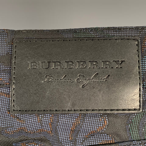 BURBERRY Size 32 Navy Brown Tapestry Polyester Cotton Tapered Slim Jeans