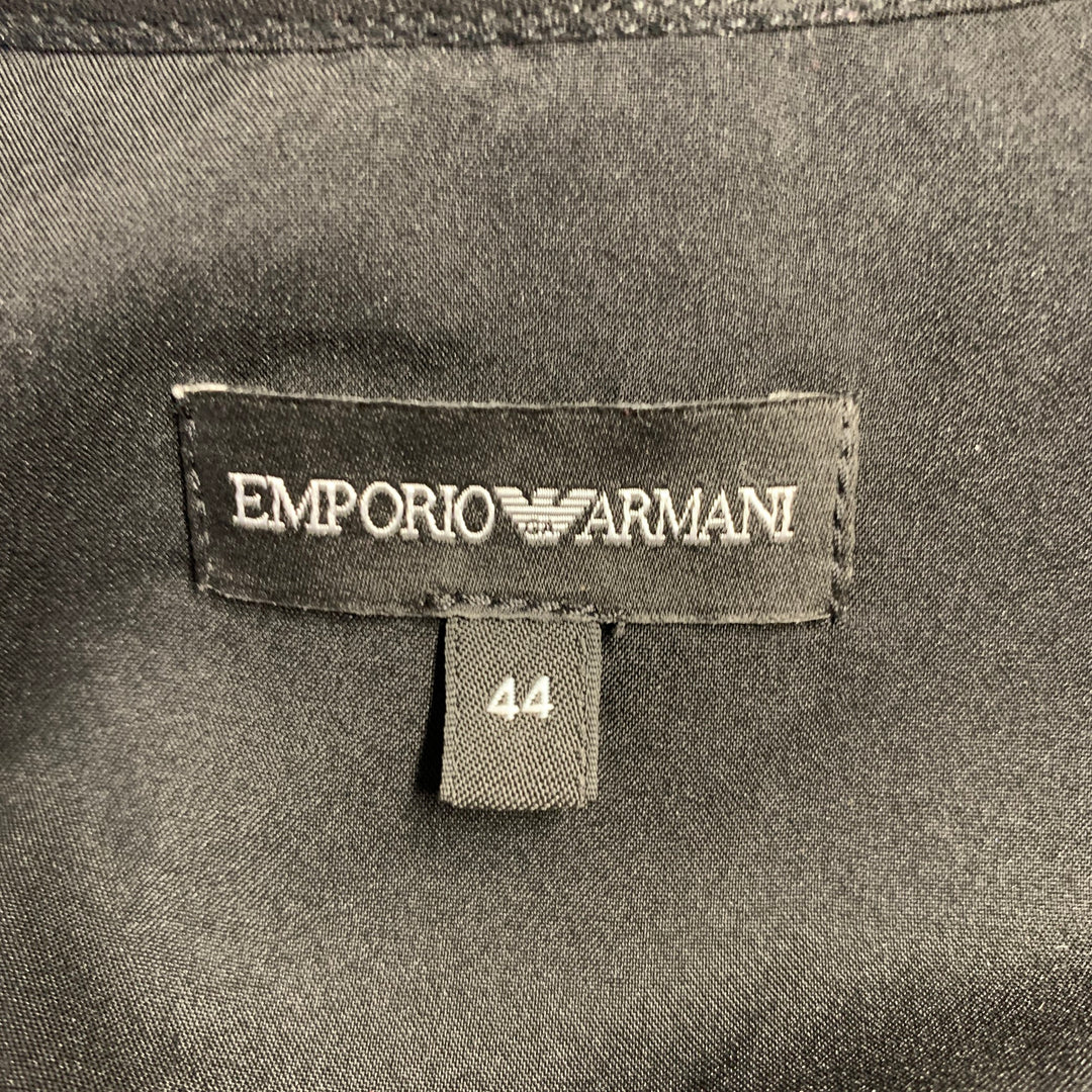 EMPORIO ARMANI Size 8 Black Polyester Blend Sequined V-Neck Dress