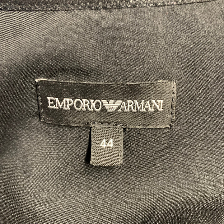 EMPORIO ARMANI Size 8 Black Polyester Blend Sequined V-Neck Dress