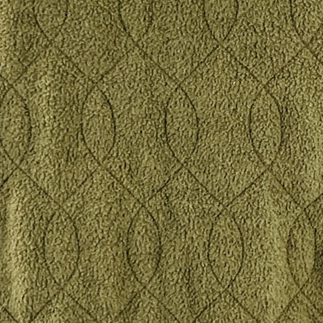 KAPITAL Size XL Olive Green Quilted Cotton Blend Crew Neck Sweatshirt