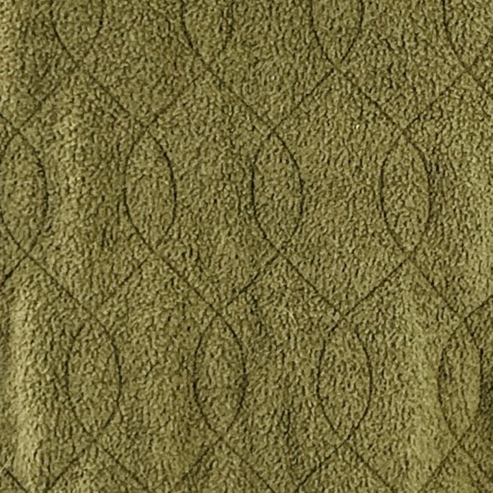 KAPITAL Size XL Olive Green Quilted Cotton Blend Crew Neck Sweatshirt