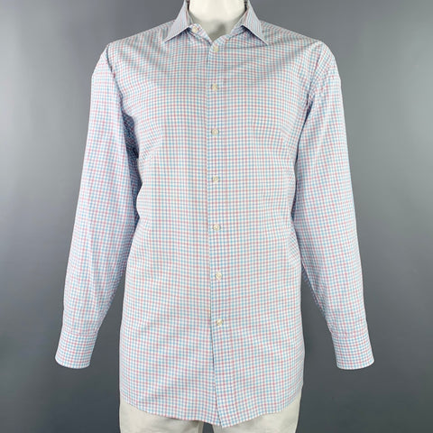 CHARLES TYRWHITT Size XL White Red Blue Checkered Cotton Long Sleeve Shirt