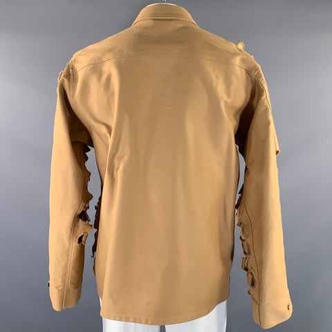 MARNI Size 42 Khaki Cut Out Cotton Hidden Placket Jacket