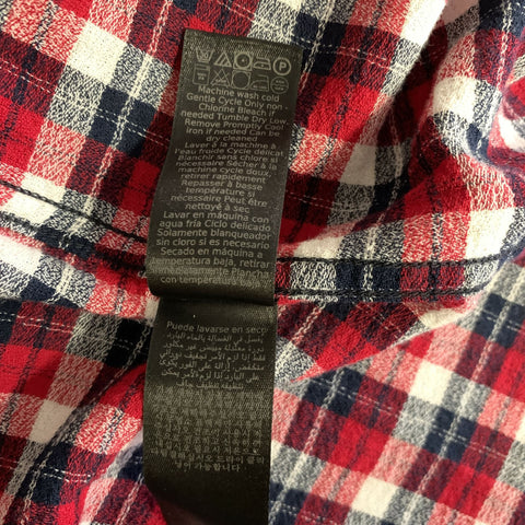 JOHN VARVATOS Size L Red Navy & Cream Plaid Cotton Long Sleeve Shirt