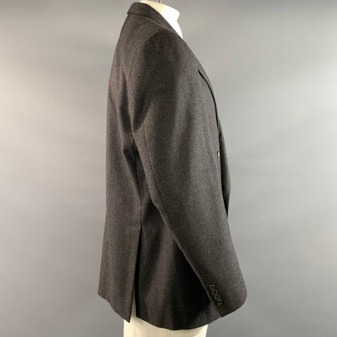 ERMENEGILDO ZEGNA Size 44 Grey Charcoal Heather Peak Lapel Coat