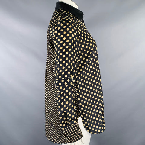 BELSTAFF Size L Black Khaki Polka Dot Leather Collar Button Up Shirt