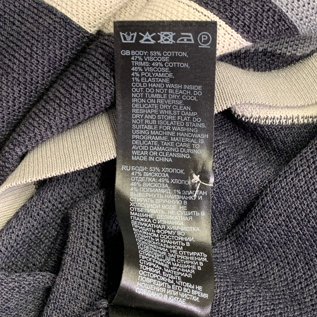 REISS Size S Vinci Grey Charcoal Color Block Cotton Blend Knit Camp Short Sleeve Shirt