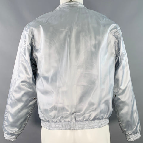 OLD MAQUiiNA Size M Silver Polyester Zip Up Jacket