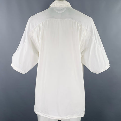 D.GNAK by KANG D. One Size White Mixed Fabrics Oversized Long Sleeve Shirt