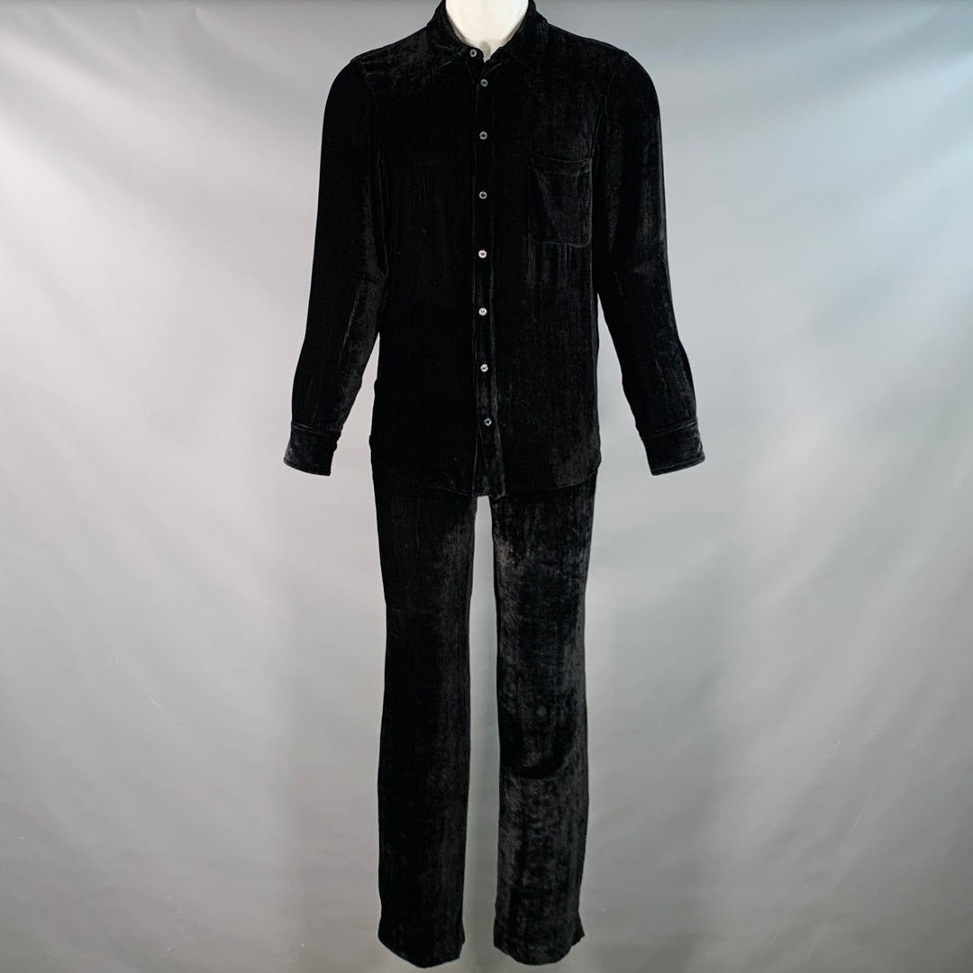 SIES MARJAN Size S Black Velvet Silk Cotton Button Up Shirt Pants Set