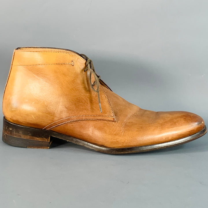 ACE MARKS Size 10.5 Tan Antique Leather Chukka Lace-Up Boots