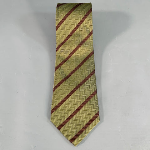 LUCIANO BARBERA Brown Olive Diagonal Stripe Silk Tie