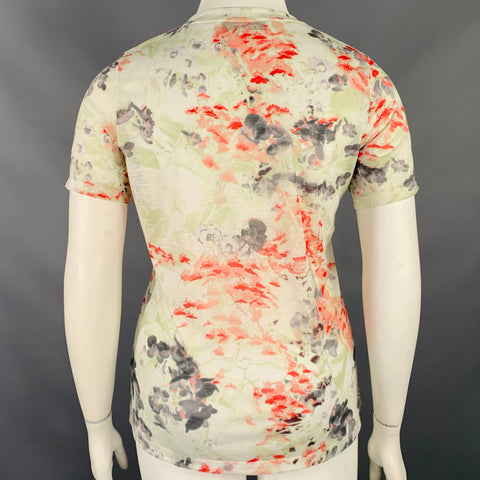 PRABAL GURUNG Size L Multi Color Pink Polyester Floral T-Shirt