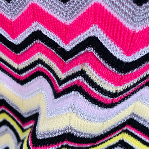MISSONI Size S Black Multi Color Cotton Blend Zig Zag Crew Neck Pullover