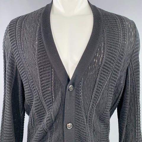 MARC JACOBS Cardigan boutonné en maille de laine et coton noir Taille M