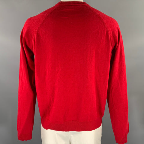 HAIDER ACKERMANN Red Knit Wool Cashmere Ribbed Sweater