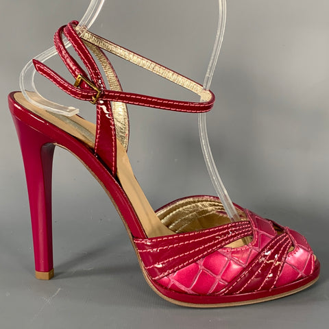 ROBERTO CAVALLI Size 6 Pink Mixed Materials Patent Leather Platform Sandals
