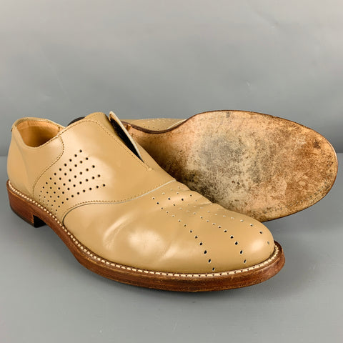 JIL SANDER Size 8.5 Beige Perforated Leather Slip On Loafers