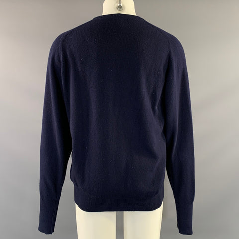 N.PEAL Size M Navy Knit Cashmere Crew Neck Sweater